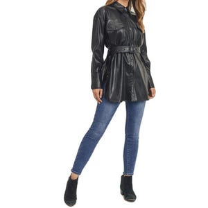 Womens Soft Sheepskin Trench Genuine Leather Coat