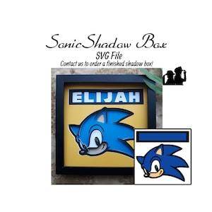 Modello per scatola luminosa in carta ritagliata di Sonic the Hedgehog, file SVG per scatola ombra 3D, scatola ombra in carta ritagliata, scatola luminosa in formato SVG, scatola luminosa in carta ritagliata 3D in formato SVG