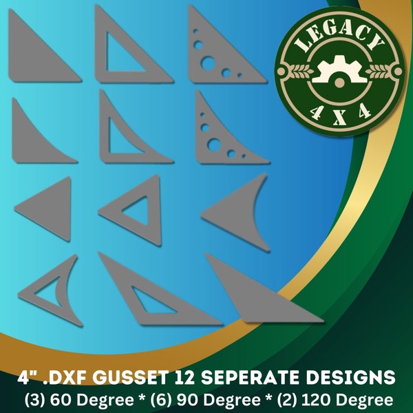 4" Gusset DXF File(s) - 12 Designs - Scalable - Made by Veterans