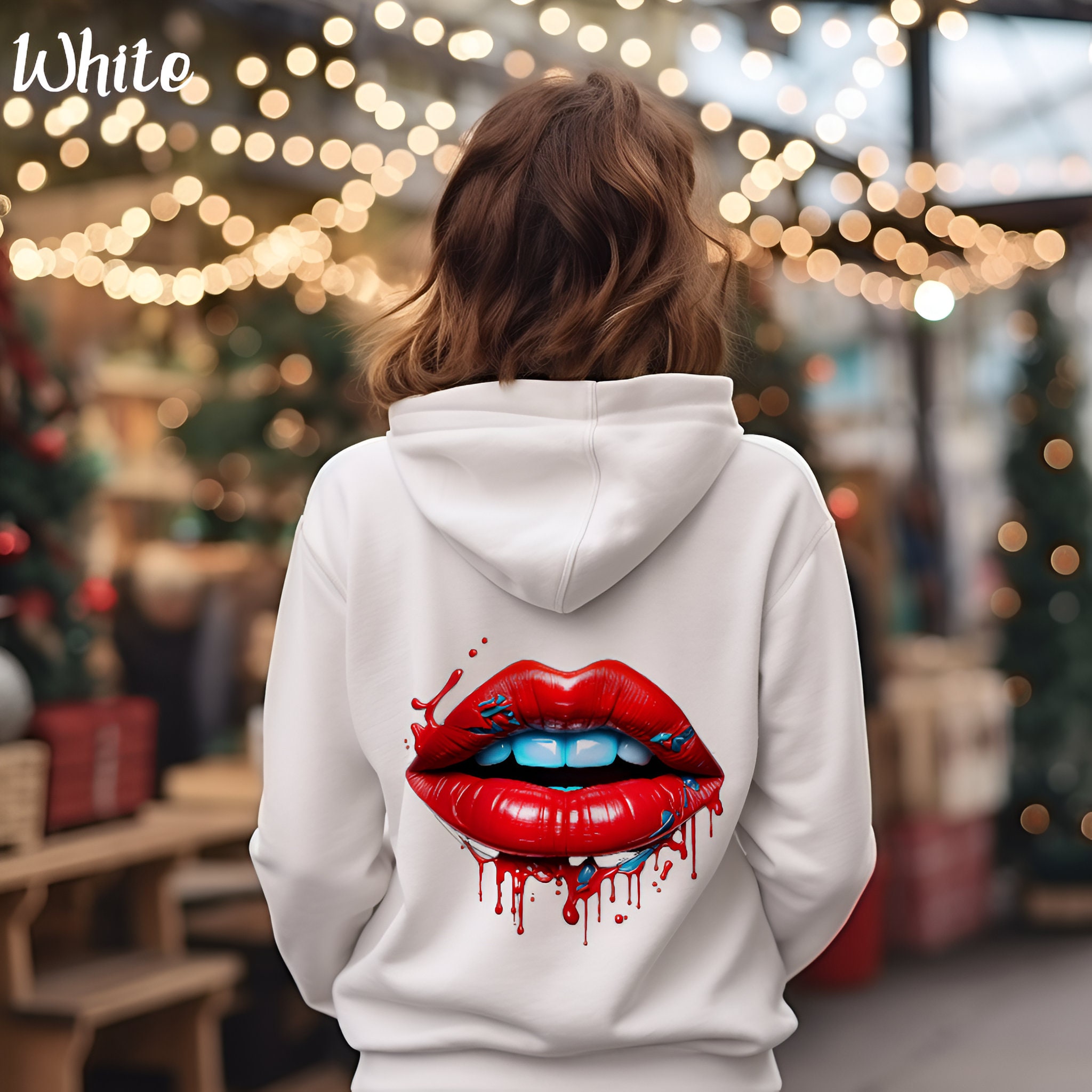 Red Lips Hoodie, Colorful Kiss Sweatshirt, Bright Lips Jumper, Vibrant Mouth Pullover, Bold Lip Design Hoody, Lipstick Art Hoodie