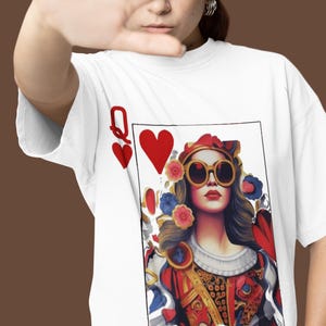 T-shirt Reine de cœur Cadeau de Saint-Valentin Tshirt Original pour Elle T-shirt d'Anniversaire Jeux de Cartes Cadeau pour Elle idées cadeau