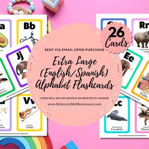 Cartes-éclair XL de l'alphabet anglais espagnol pour les tout-petits (téléchargement PDF)