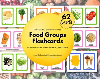 Food Groups Flashcards XL: Montessori Sorting Cards (PDF)