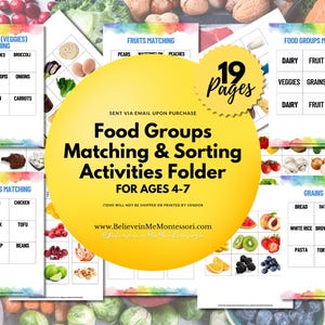 Aktywność dopasowywania grup żywności: Montessori Learning (PDF)