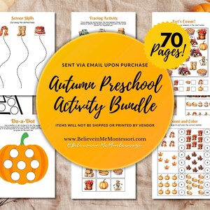 Autumn Preschool Activity Bundle, Preschool Autumn Printables, Preschool Fall Printables, Thanksgiving Printable Activities for Kids