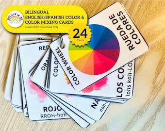 Bilingual Color Mixing Flashcards: English/Spanish Learning (PDF)