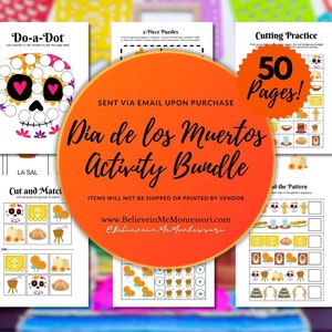 Dia de los Muertos-activiteitenbundel, Mexicaanse printables voor kinderen, Mexicaanse leeractiviteiten, Mexicaans voorschools leren