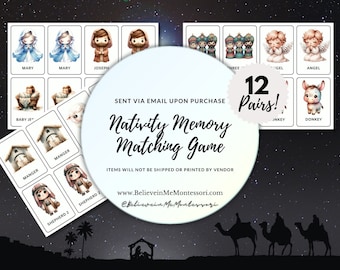 Nativity Memory Matching Game, Nativity Printables, Nativity Printable Card Game, Nativity Learning, Adorable Nativity Printable