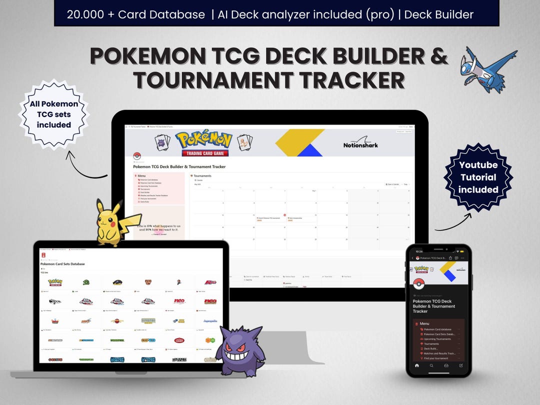 Pokmon Trading Card Game Notion Template | All-in-one Pokemon Card Deck  Builder, Tournament Planner and Match Tracker | for TCG All Formats - Etsy