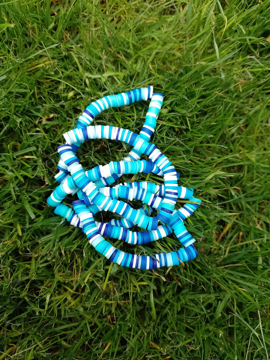 Blue and White Handmade Clay Bead Bracelets Etsy UK
