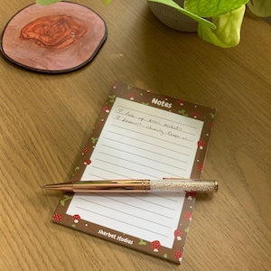 A6 Desk Notepad Mushroom | Cottagecore Notepad | A6 Notepad | Recycled Notepad | Cottagecore Stationery | Cute Mushroom Notepad