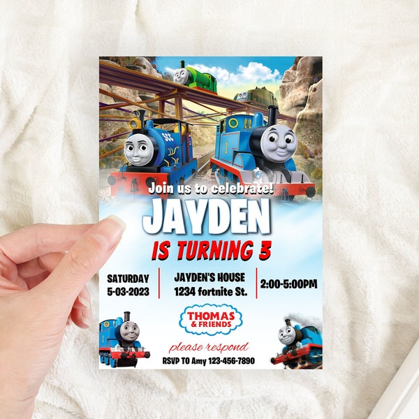 Thomas & Friends Digital Invitation, Boy Birthday Invitation, Thomas the Train Invite