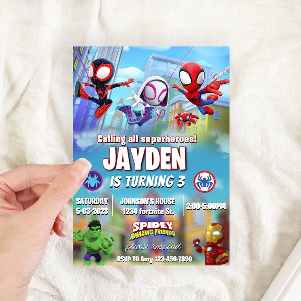 Spidey And His Amazing Friends Birthday Invitation Template