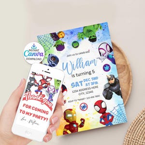 Editable Spidey Birthday Invitation, Spidey and his Amazing Friends Birthday Party Invite, Instant Download Digital
