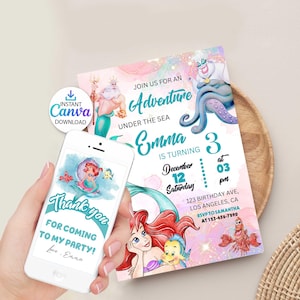 Little mermaid birthday invitation, Little mermaid invitation template