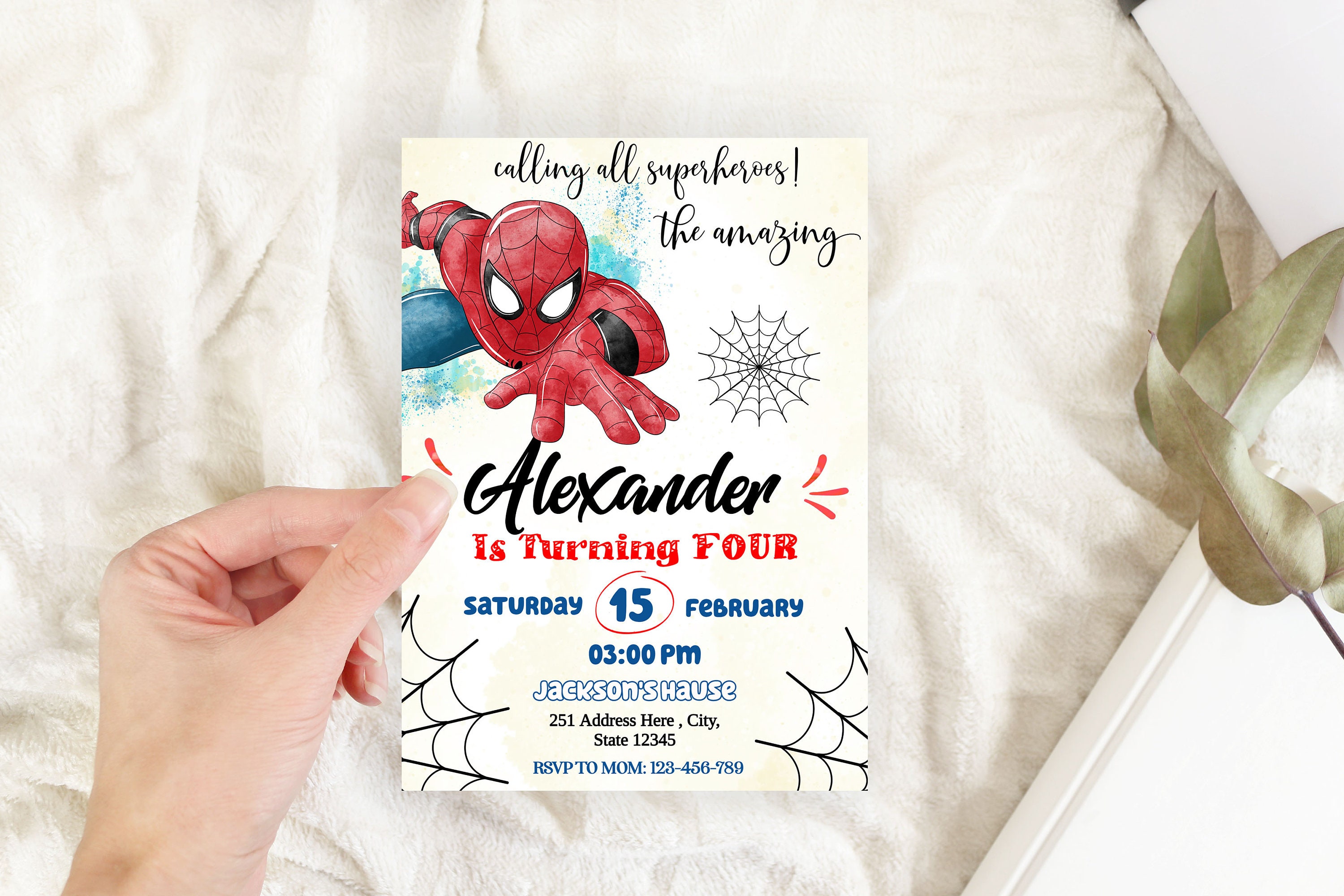Spiderman Birthday Invitation Printable, Spiderman Birthday Invitation ...