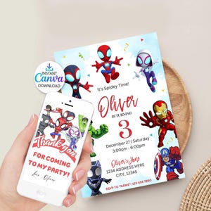 Editable Spidey Birthday Invitation, Spidey and his Amazing Friends Birthday Party Invite, Instant Download Digital