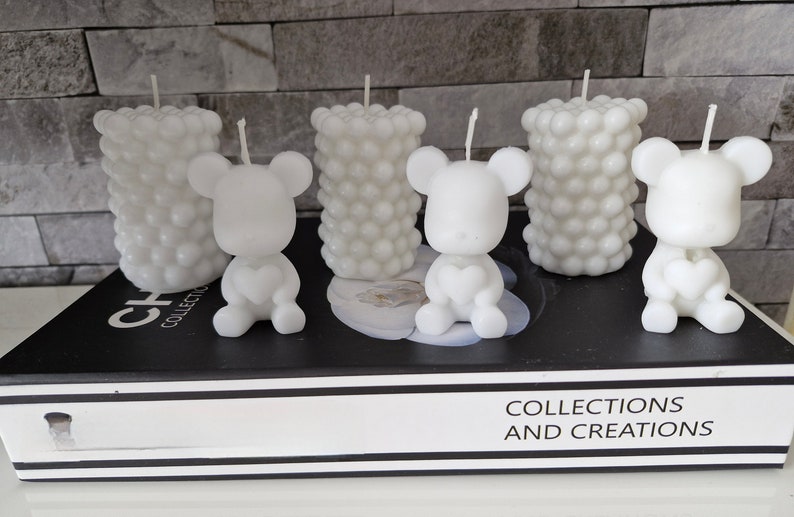 set of 3 bubble candles and 3 bears image 1