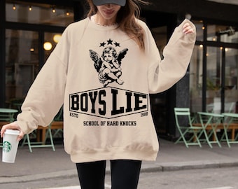 Boys lie sweatshirt, Hipster oversized aesthetic boys lie shirt, trendy breakup gift, funny divorce shirt, retro women empowerment shirt