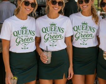 Queens of the Green golf shirt, women's league matching shirts, golfing gear, girls trip group tops, golfer apparel, talk birdie to me