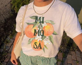 Mimosa graphic tee, distressed cocktail tee, retro brunch shirt, trendy summer tee, vacation apparel, coastal tee, preppy girly beach tee