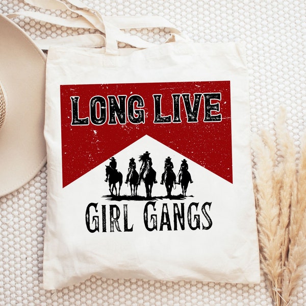 Vintage inspired girl gang tote bag, cowgirl gang gift, bachelorette tote bag, bridal party, bridesmaids gift, girls trip bag, Nashville