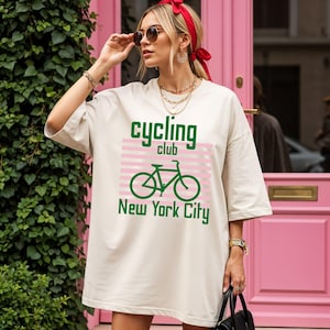 Koszulka z grafiką klubu kolarskiego w stylu retro, koszulka z Nowego Jorku, modny strój fitness, dziewczęcy strój na siłownię, modny sprzęt do ćwiczeń, miłośnik Nowego Jorku