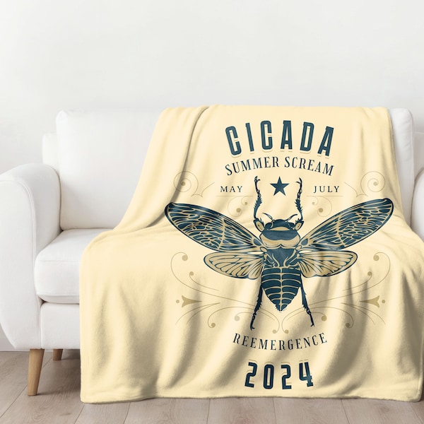 Cicada swarm 2024 blanket, cicada broods summer scream home decor, cicada lover gift, live loud, cute cicada insect invasion baby blanket