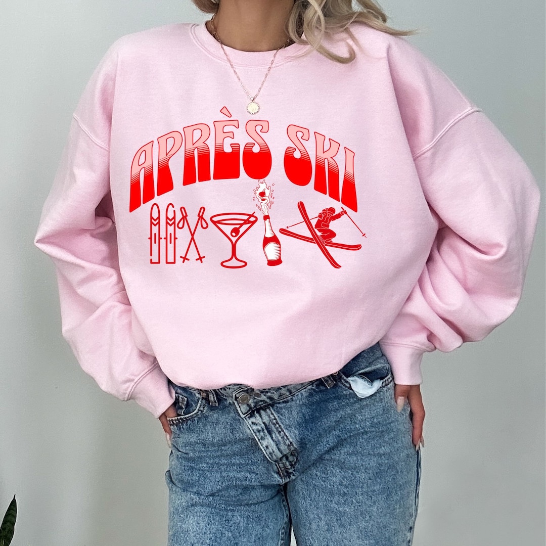 Retro Apres Ski Pullover, Skiing Crewneck Sweatshirt, Here for the
