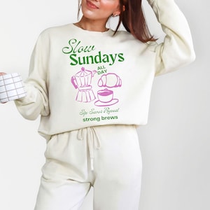 Slow Sundays sweatshirt, trendy coffee club shirt, retro aesthetic coffee culture shirt, preppy coffee lover gift, more espresso shirt