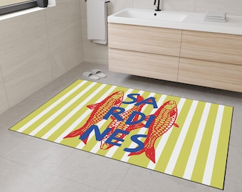 Whimsical Sardine Heavy Duty Floor Mat, les sardines Kitchen Rug, maritime Entryway Mat, coastal Home Décor, fisherman core beach house rug