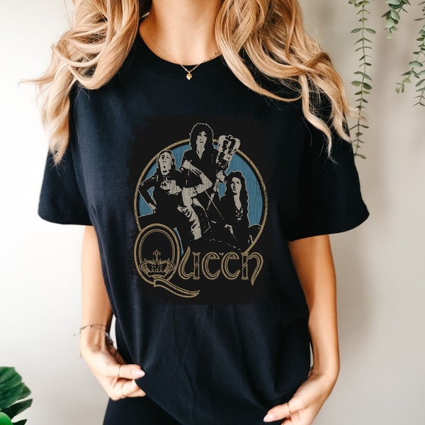 Vintage Queen Band graphic t-shirt, retro Freddie Mercury rock band shirt. aesthetic music festival clothing, nostalgic band lover gift