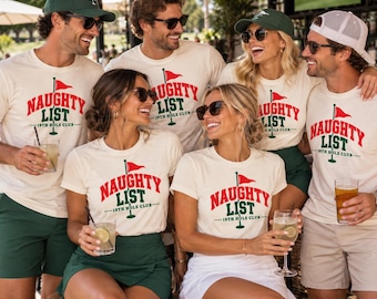 Naughty List Golf tee, golfing league top, couples matching shirts, tournament outfit, 19th hole club apparel, holiday gift golf lovers