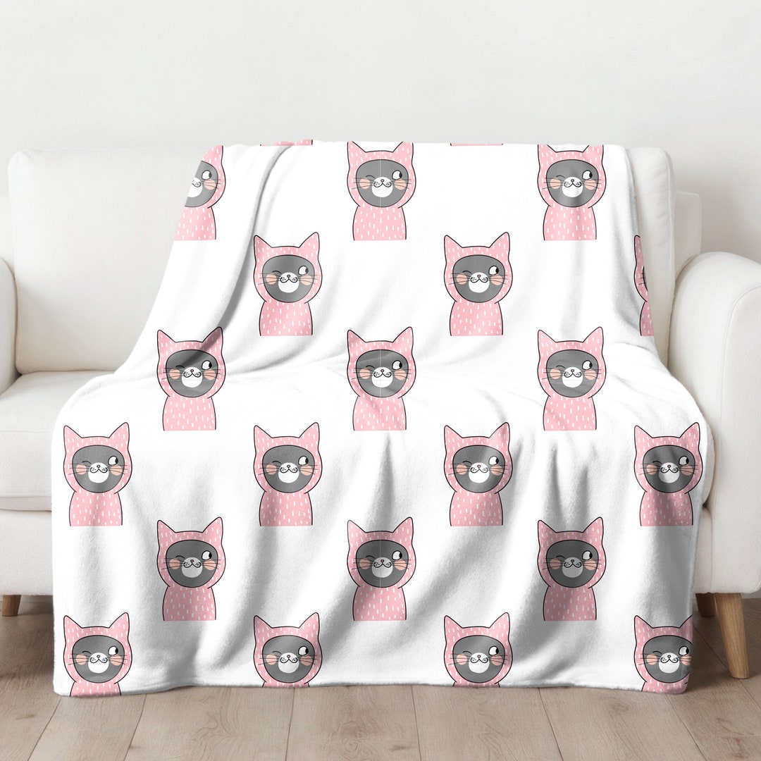 Funny Cat Sherpa Fleece Blanket, Cat Lady Gift, Crazy Cat Lover Blanket