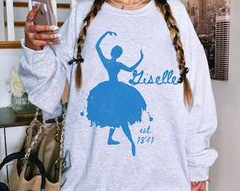 Giselle ballet dancer sweatshirt, vintage wash classical ballet apparel, ballerina shirt, trendy balletcore clothing, distressed dance wear