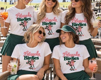Thanksgiving golf tee, women's golfing league matching shirts, fall tournament outfit, blessed birdies golfer top, gift golf lovers