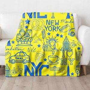 NYC Sherpa Fleece Blanket, Cozy Throw for New York Lovers, Perfect Gift for Travel Enthusiasts, Home Decor, Warm and Soft