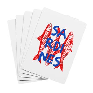Carte da gioco Sardines Poker, regalo trendy per club di pesce in scatola, regalo per amanti delle sardine, regalo divertente per collega, regalo trendy per gita in spiaggia Les Sardines