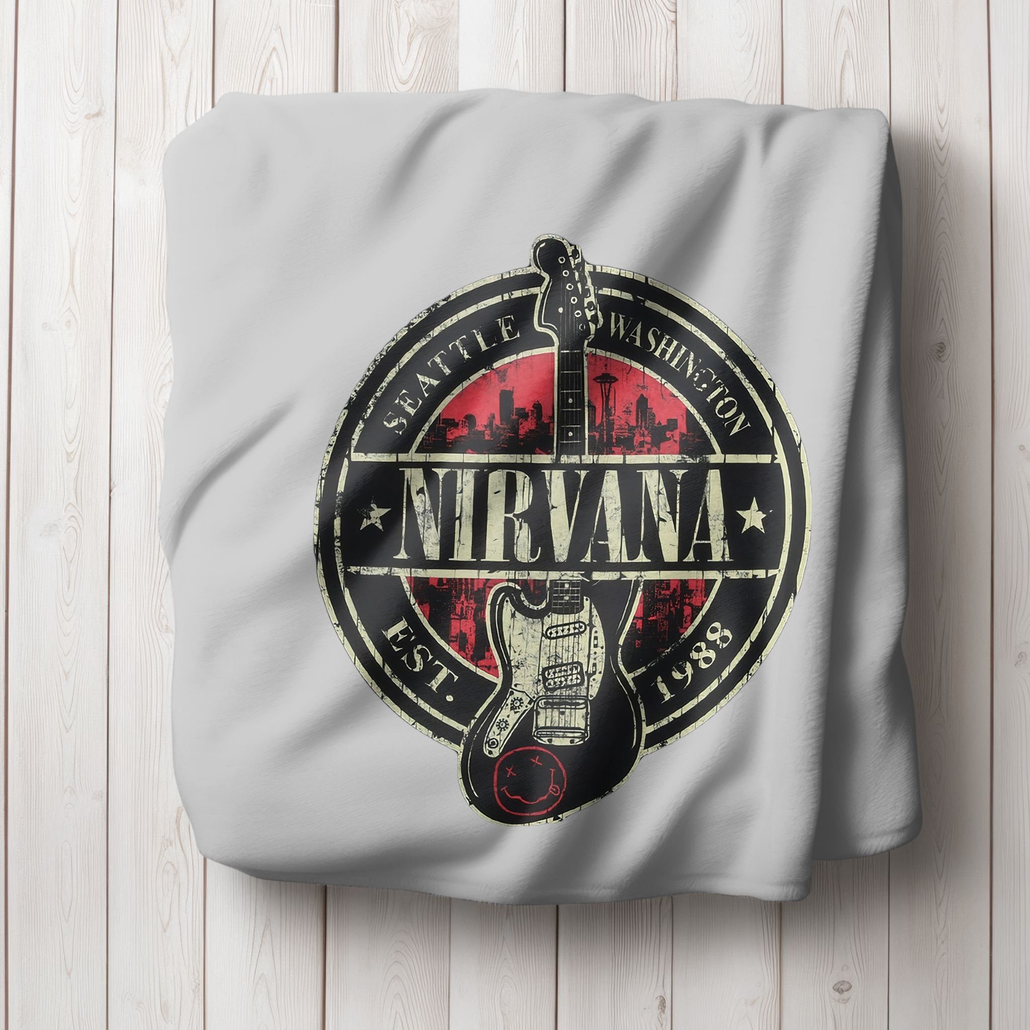 Retro Nirvana Cozy Blanket, Nostalgic Kurt Cobain Gift, Grunge Rock Band Blanket, Nirvana Band