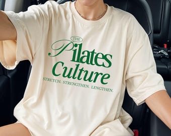 Pilates Culture Tee, minimalist style pilates shirt, trendy reformer lover gift, pinterest aesthetic workout outfit, sporty chic athleisure
