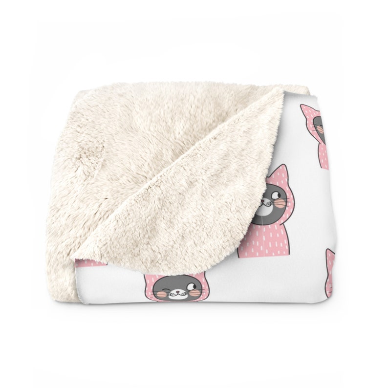 Funny Cat Sherpa Fleece Blanket, Cat Lady Gift, Crazy Cat Lover Blanket, Warm Cozy Winter