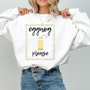 Ponche de huevo por favor sudadera, camisa navideña divertida, ropa de espíritus navideños, ropa para beber navideñas, feliz regalo de Navidad
