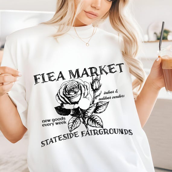 Flea Market graphic tee, distressed floral tshirt, trendy bohemian tee, boho floral tee, hippie clothes, vintage wash flower market tee