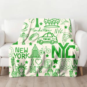 Cozy NYC Sherpa Fleece Blanket, Comfy cozy Throw, New York City Decor, Gift for Travelers, Home Accents, city lover decor, brooklyn blanket
