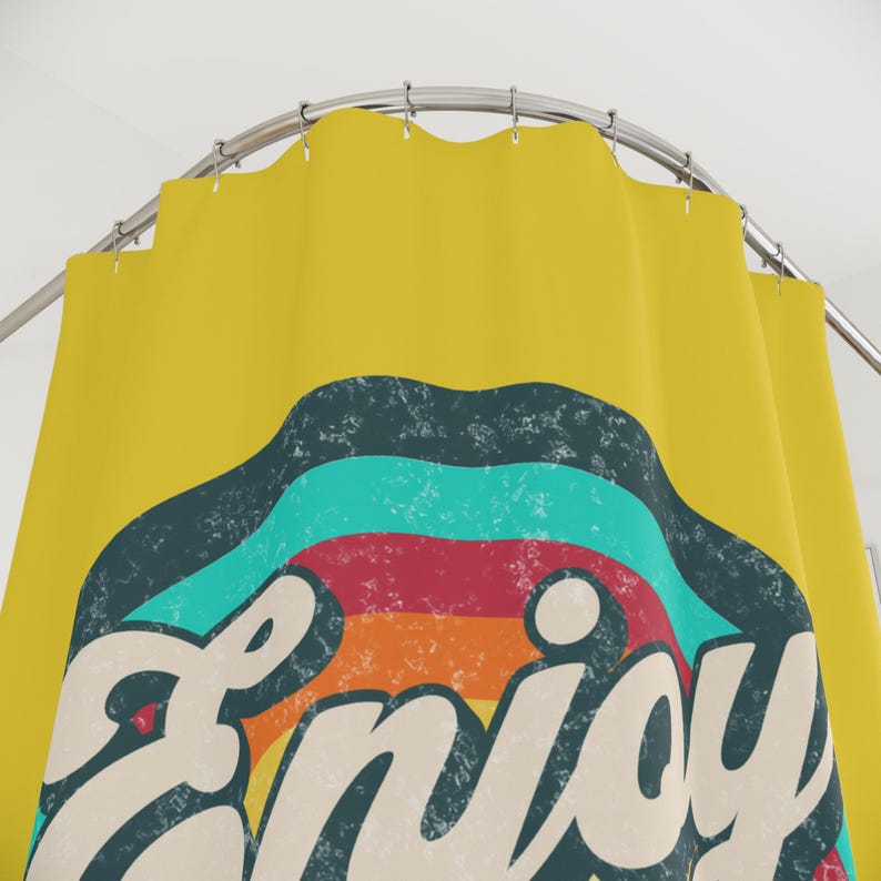 Enjoy My Gay Vibes Shower Curtain, Retro pride Rainbow Bathroom, trendy lesbian house warming gift, LGBTQ home decor, queer friend present image 3