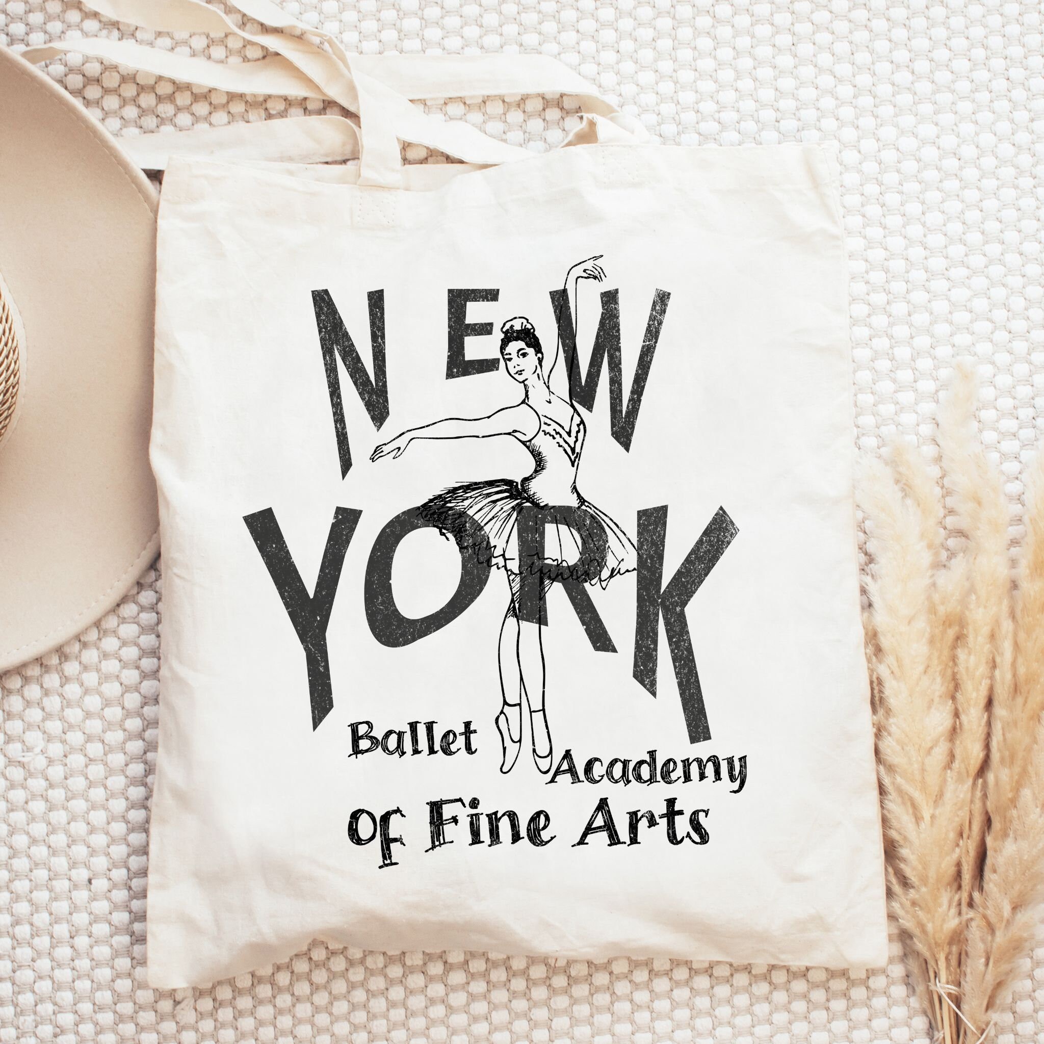  BALLET キャンバスバッグ New York City Ballerina Tote Bag, Retro Ballet Dancer Gift