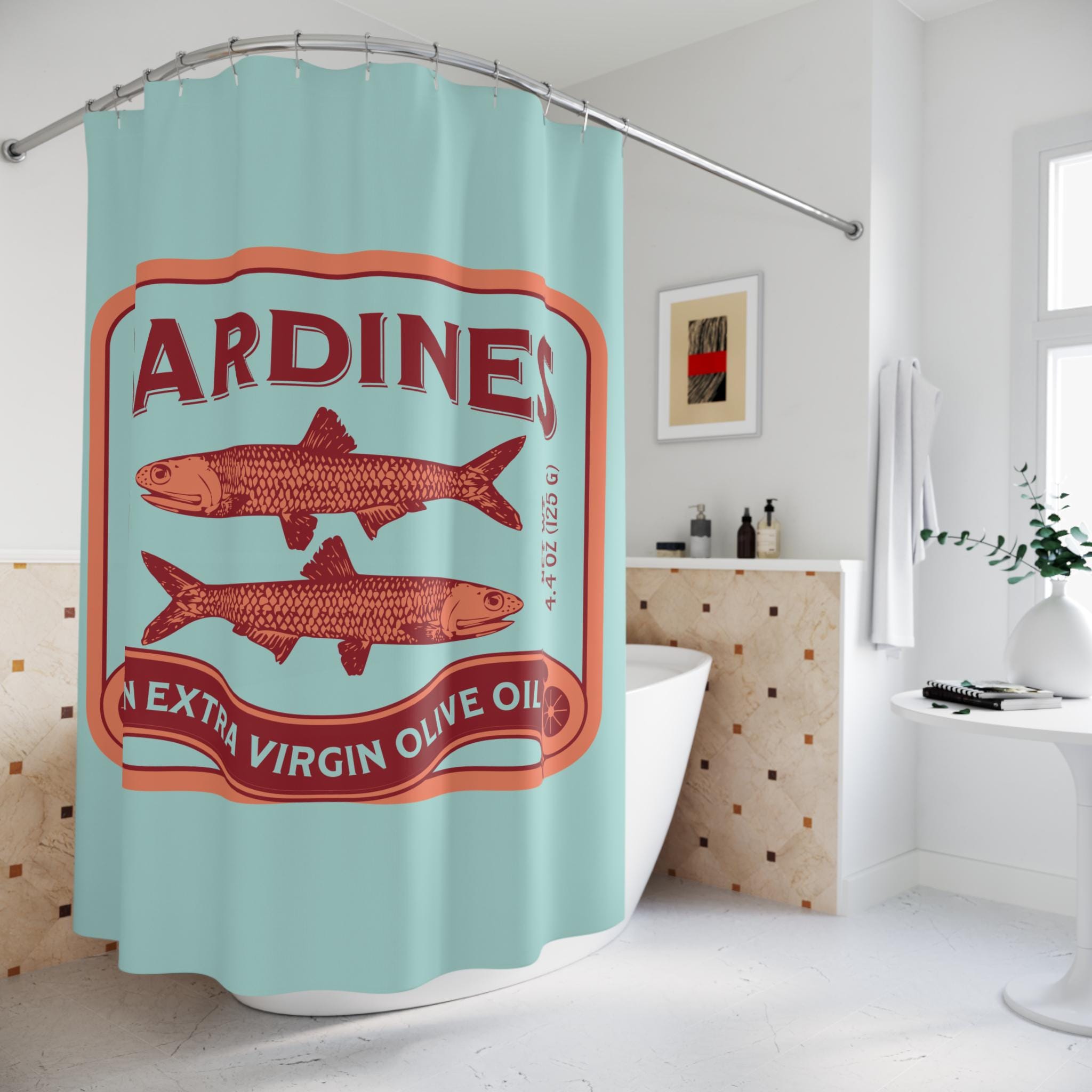Set Bagno Pesci Tropicali – Tenda, Tappeti E Copriwater – 4 Pezzi Con 12 Ganci – Divertente Per Bambini