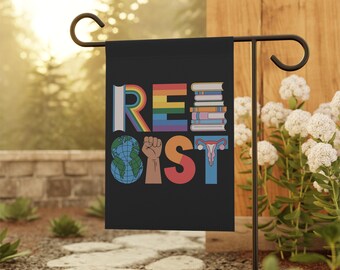 Resist Garden Flag, Human rights outdoor banner, equality yard sign, social justice activist gift, feminist political protest home decor