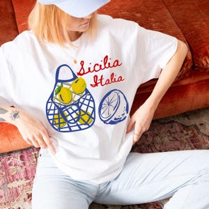 Sicily graphic tee, Sicilia shirt, retro lemon tee, aesthetic summer tee, Italy apparel, Italian Riviera apparel, European aesthetic tee