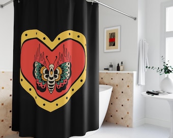 SAILOR JERRY シャワーカーテン Rose Tattoo Print Shower Curtain | Vintage Traditional American